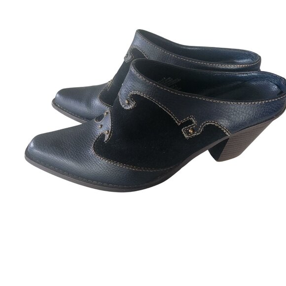 Womens Blue Suede Mules Square Toe Western Design Size 8 - Picture 4 of 10